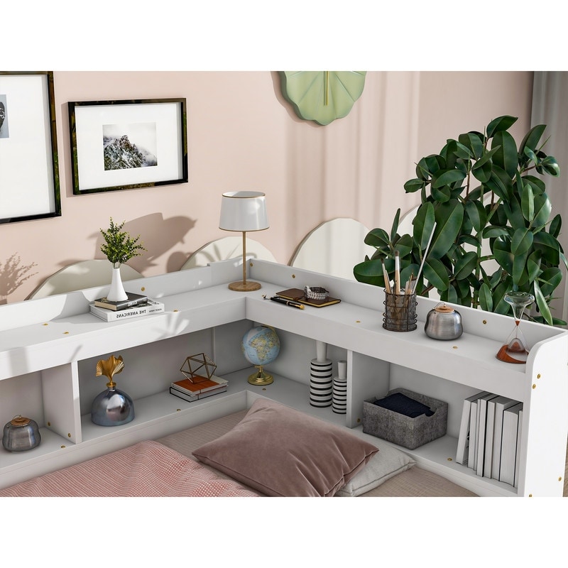 Twin/Full Bed with Storage Drawers and L-Shaped Bookcases, - Picture 15 of 15