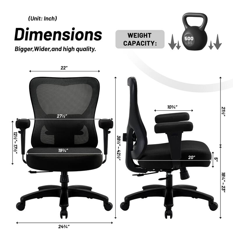 Big Office Chair,Large Ergonomic Executive Chair for Heavy Duty People, Computer Desk Task Chair with Wheels