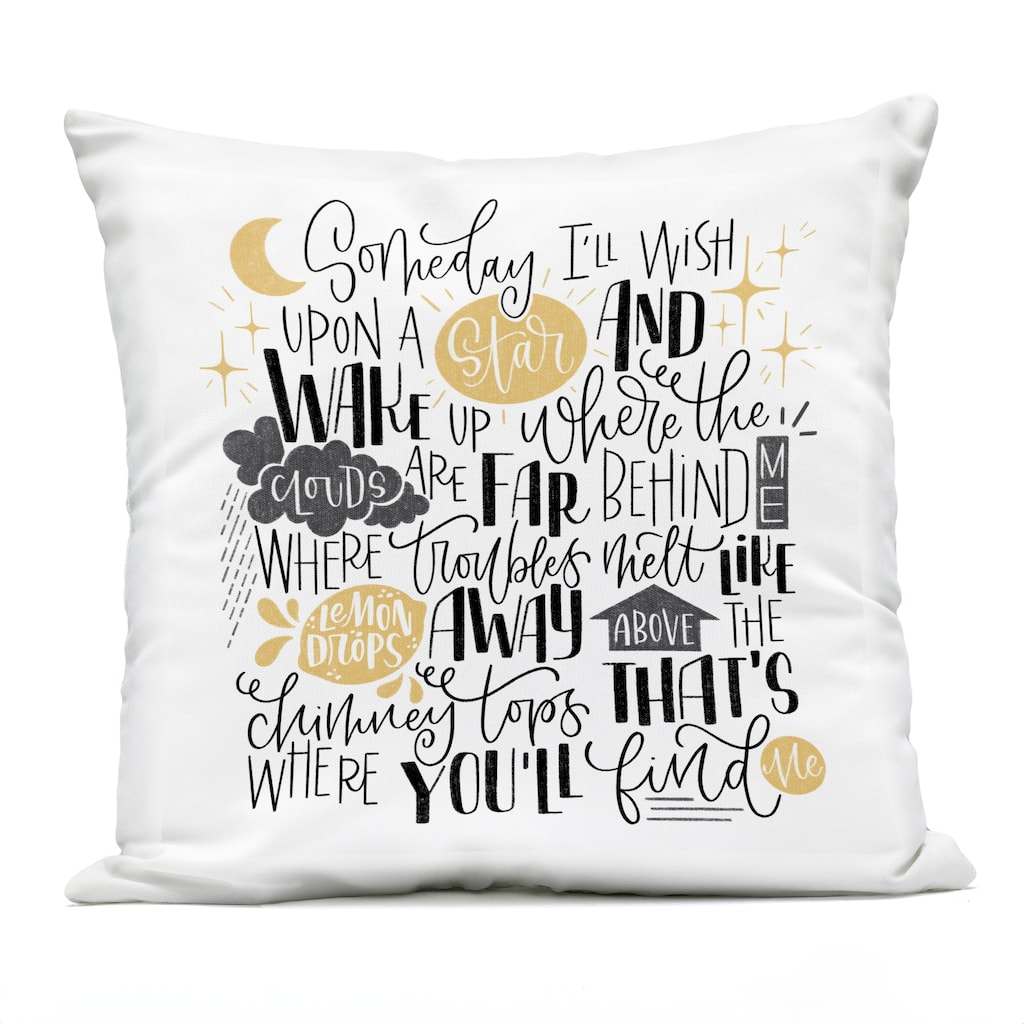 Stupell Over The Rainbow Poem Printed Outdoor Throw Pillow Design by Sarah Hickman