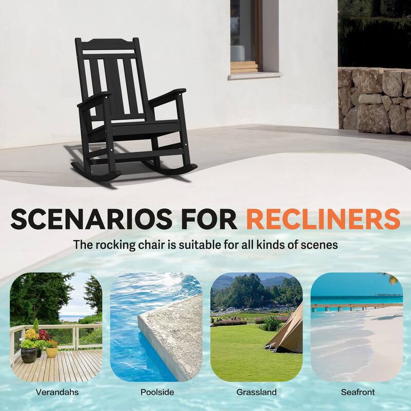 Outdoor Patio HDPE Rocking Chiar, Extra Wide Seat & Backrest