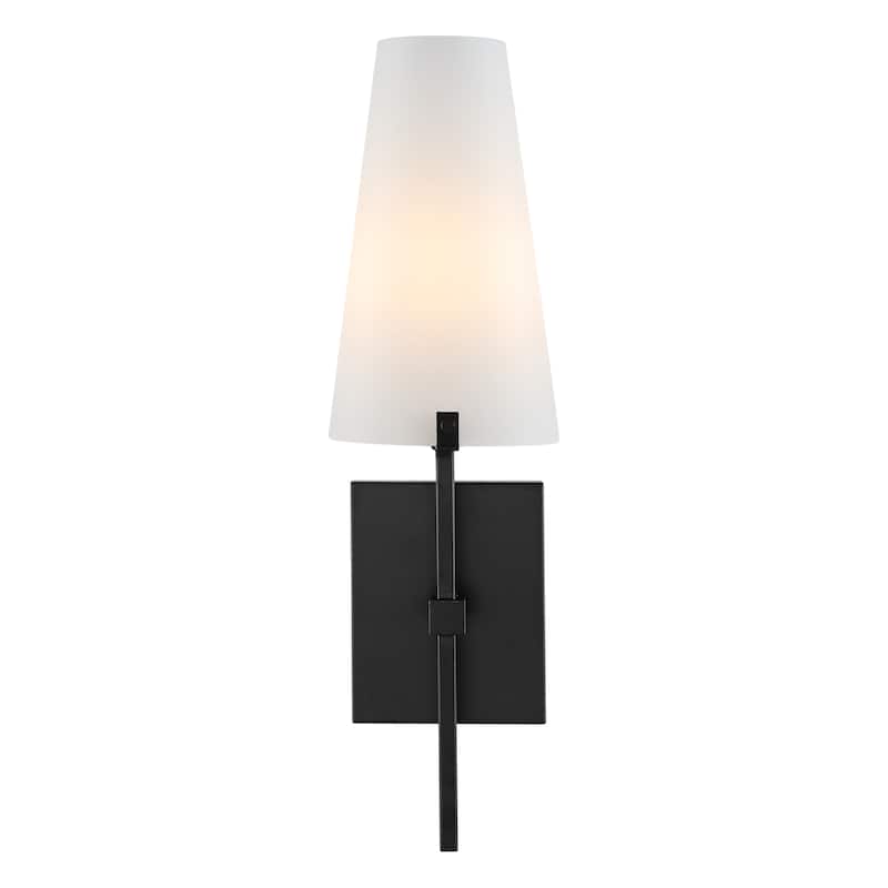 SAFAVIEH Lighting Ninako 7-inch Wall Sconce (LED Bulbs Included) - 6 In. W x 6.8 In. D x 18.5 In. H - 6Wx7Dx19H - Black