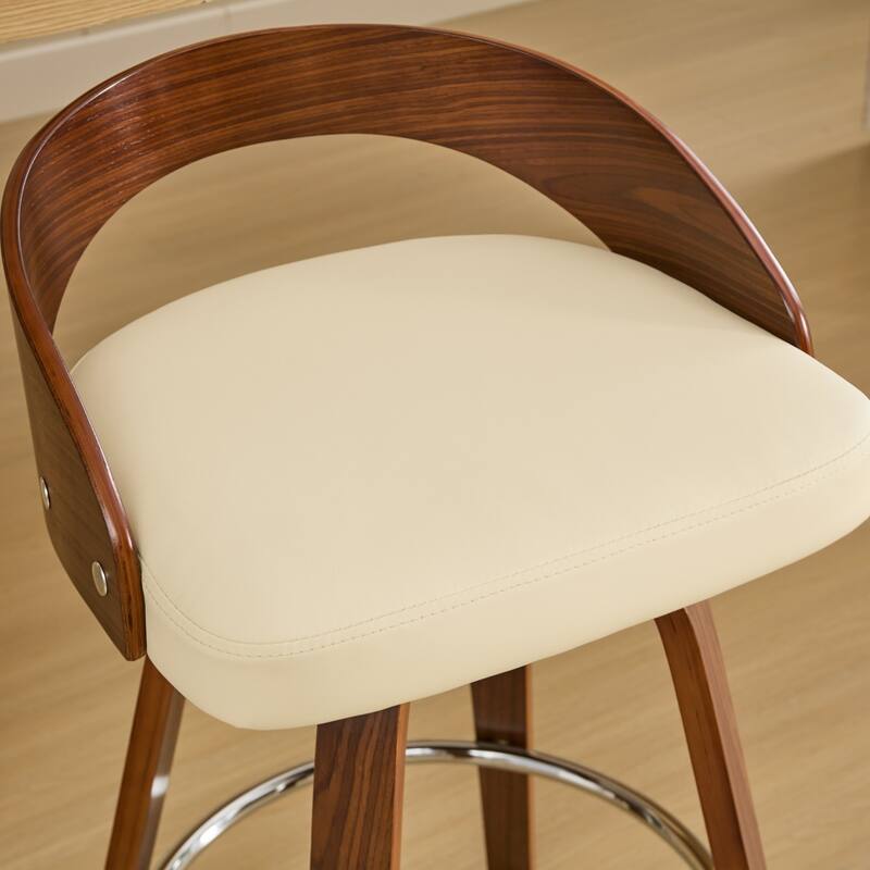 Bar Stools Set Counter Height Barstools w/Bentwood Legs, Swivel Counter Stools w/Back, Upholstered Bar Chairs for Kitchen Island