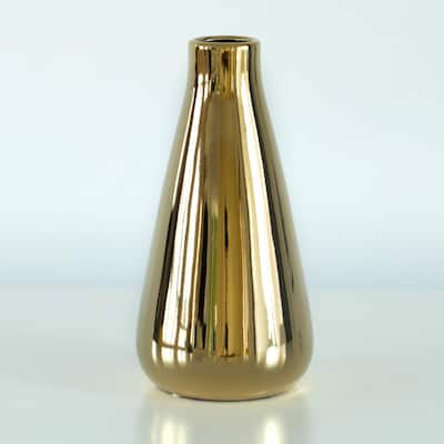 Decorative Ceramic Modern Centerpiece Table Flower Vase, Gold