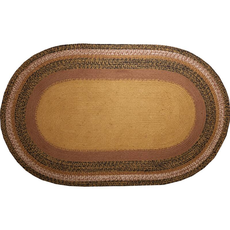 Kettle Grove Jute Rug Oval Stencil Star w/ Pad 36x60 - 3'x5'