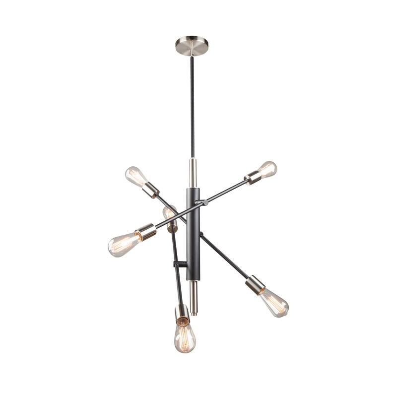 Truro 6 Light Pendant - Black & Brushed Nickel