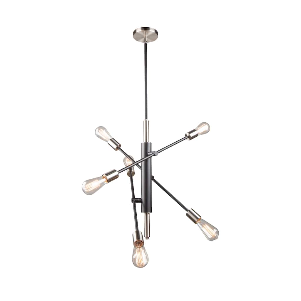 Truro 6 Light Pendant - Black & Brushed Nickel