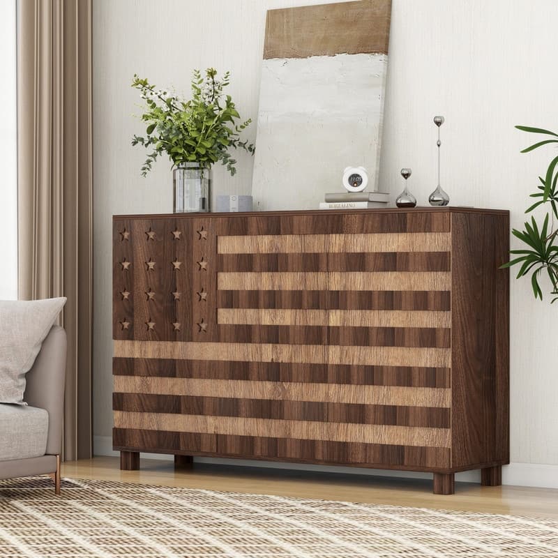 Modern 55" Buffet Sideboard Cabinet Storage with Hand Carved Craftsmanship Featuring 2 Drawers and 3 Doors