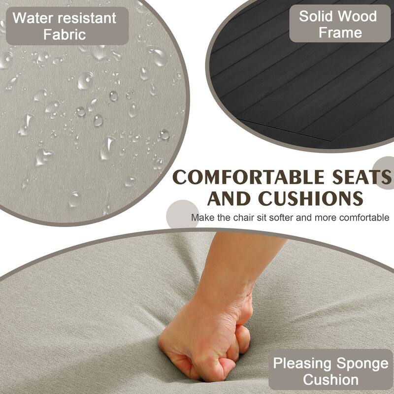 Outdoor Wood Cushion Loveseat with Side Table