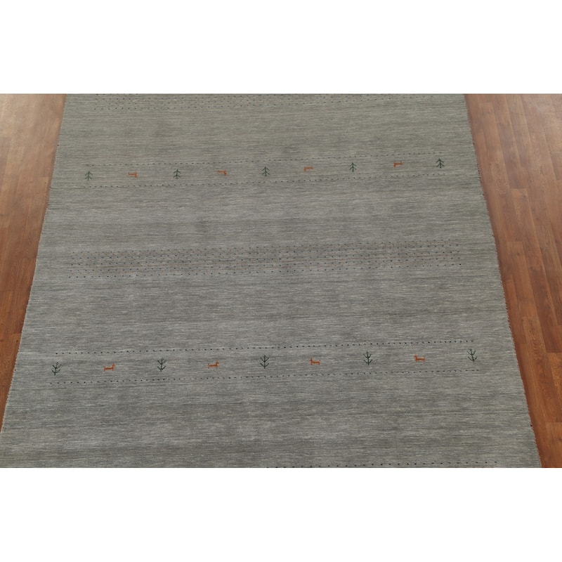 Tribal Gabbeh Indian Area Rug Handmade Wool Carpet - 7'10"x 9'8"