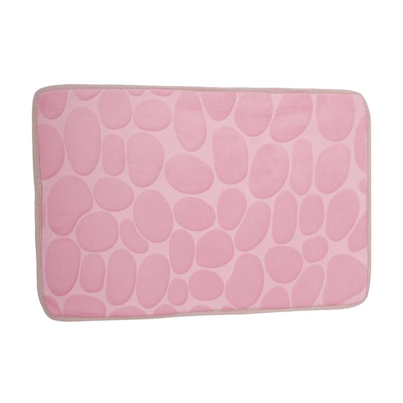 Non-Slip Bathroom Rugs, Polyester Bath Mat, Machine Washable Pink Cobblestone Pattern 23.62"x15.75"