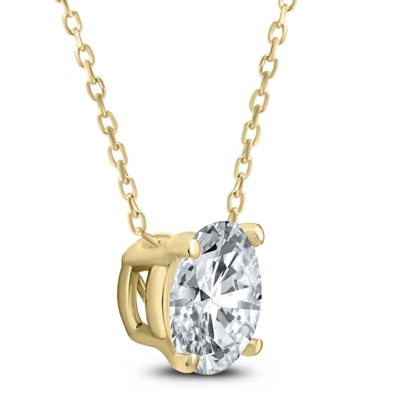 Marquee Certified 1 Carat Floating Round Diamond Solitaire Necklace in 14K Yellow Gold