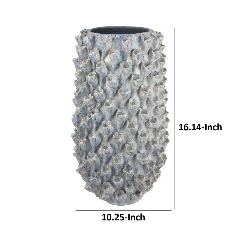 Kabo Decorative Vase, Textured Body, 16 Inch Classic Gray Ceramic