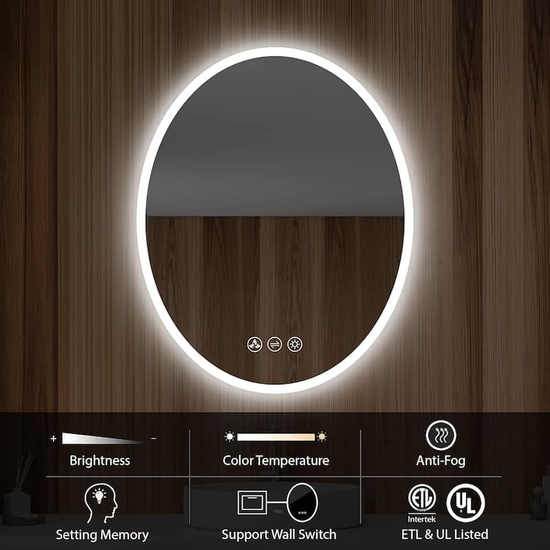 Oval LED Lighted Makeup Mirror for Bathroom Vanity