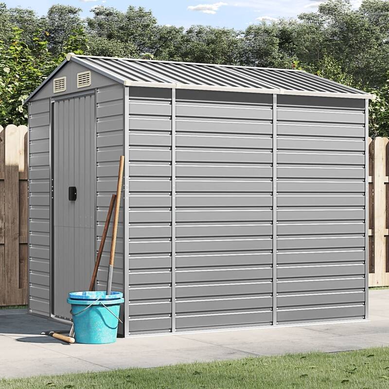 vidaXL Garden Shed Metal Outdoor Storage Shed Anthracite Galvanized Steel - 75.2" x 84.6" x 78" - Light gray