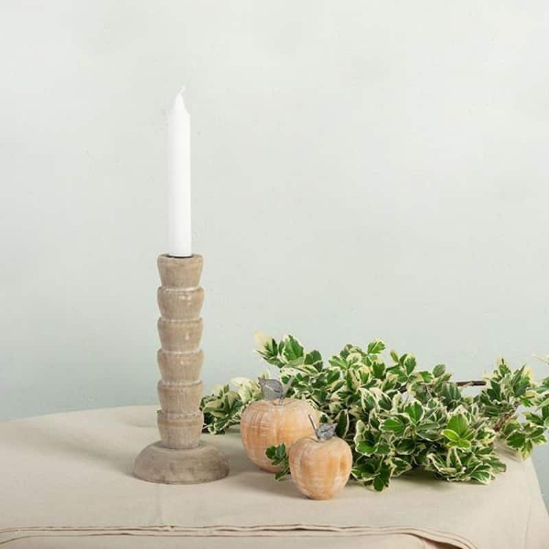 Wooden Stacked Cup Look Taper Candle Holder