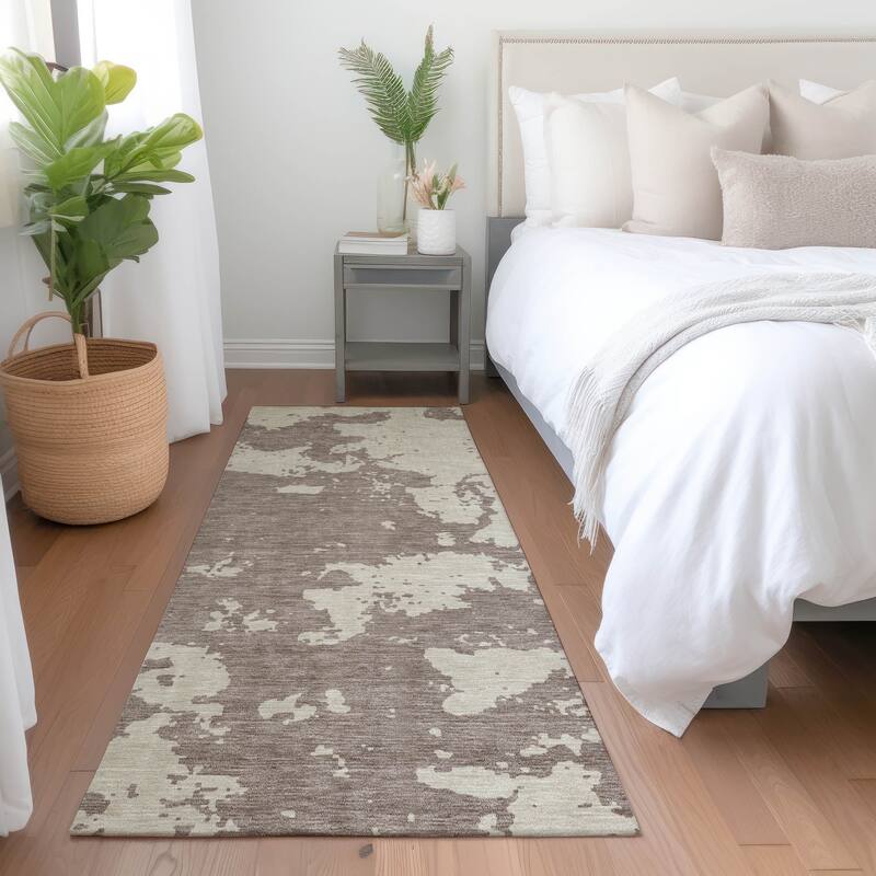 Premium Washable Super Soft Absstract Contempo Mayfield Rug - Taupe - 2'3" x 7'6"