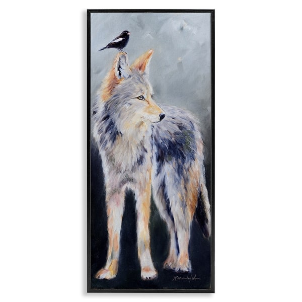 slide 2 of 22, Stupell Wild Coyote & Black Bird Framed Giclee Art Design by Karen Weber Fine Art 10 x 24 - Black