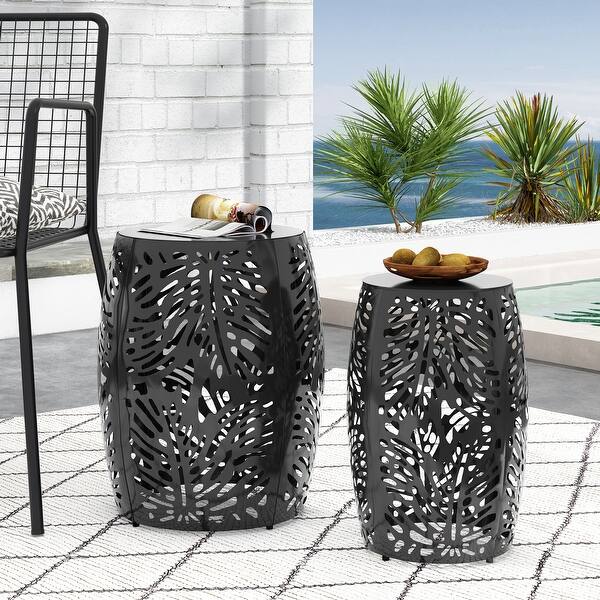 Satterlee Outdoor Outdoor Metal Side Tables (Set of 2) by Christopher