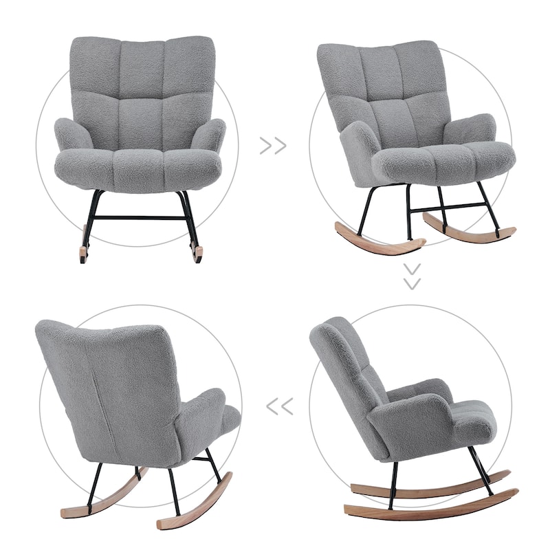 FERPIT Rocking Accent Chair Teddy Upholstered Glider Nursery Accent Chair Padded Seat with High Backrest for Living Room