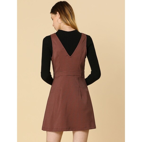 womens red pinafore dress