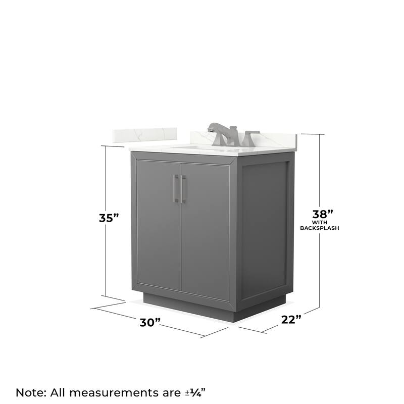 Wyndham Collection WCF111130S-QTZ-US3M24 Icon 30" Free Standing Single