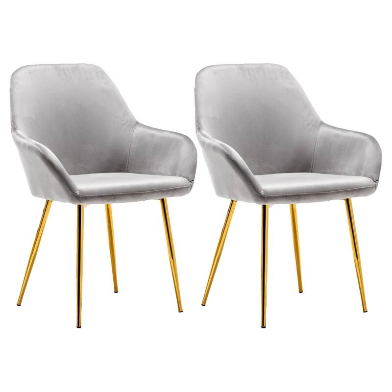 Tasmia Premium Emerald Accent Bucket Upholstered Dining Chairs (Set of 2) - Silver