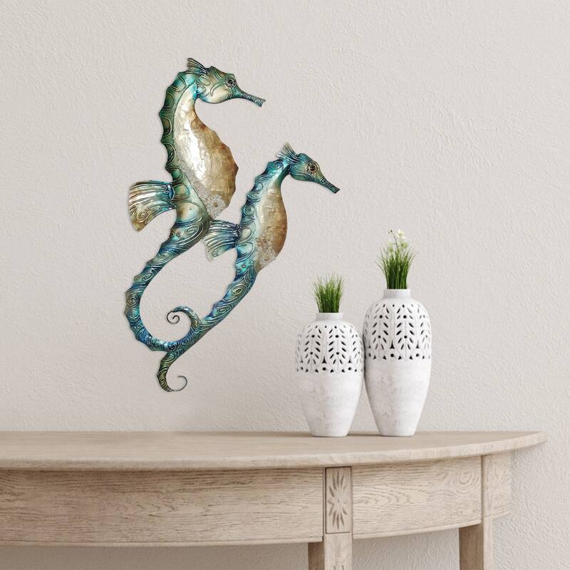 Eangee Home Design Seahorse Duo Wall Decor Blue