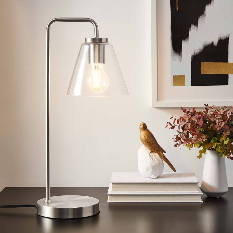 Element Glass Table Lamp - Satin Nickel