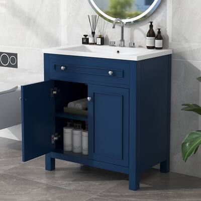 30" Bathroom Vanity Cabinet with Two Doors and Adjustable Shelf