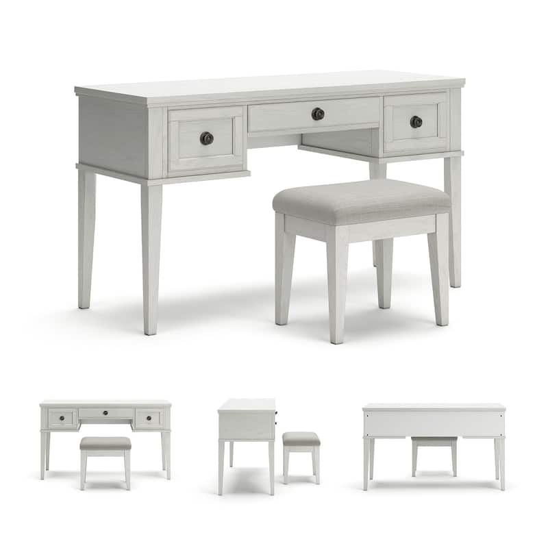 Signature Design by Ashley Robbinsdale White Vanity with Upholstered Stool Set - 52"W x 20"D x 30"H