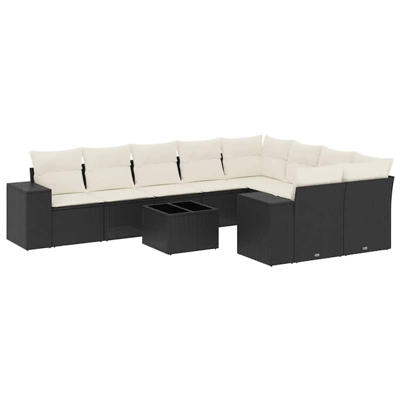 vidaXL Garden Sofa Set Black, Cream white - 122 x 57 x 27