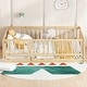 preview thumbnail 68 of 102, Montessori Floor Bed with Fence Guardrail and Removable Door Toddler Floor Wood Bed Frame for Kids Boys Girls Children's Room