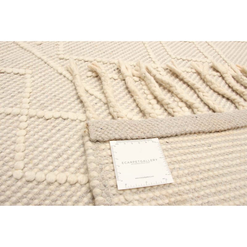 ECARPETGALLERY Braid weave Sienna Cream Wool Rug - 5'0 x 7'5