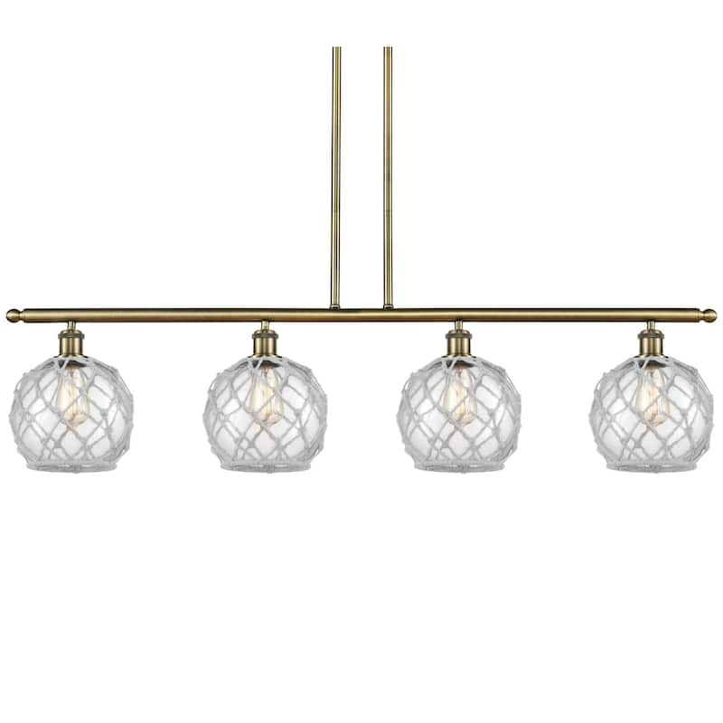 Innovations Lighting 516-4I-11-48 Farmhouse Rope Linear Farmhouse Rope - Antique Brass / Clear Glass with White Rope