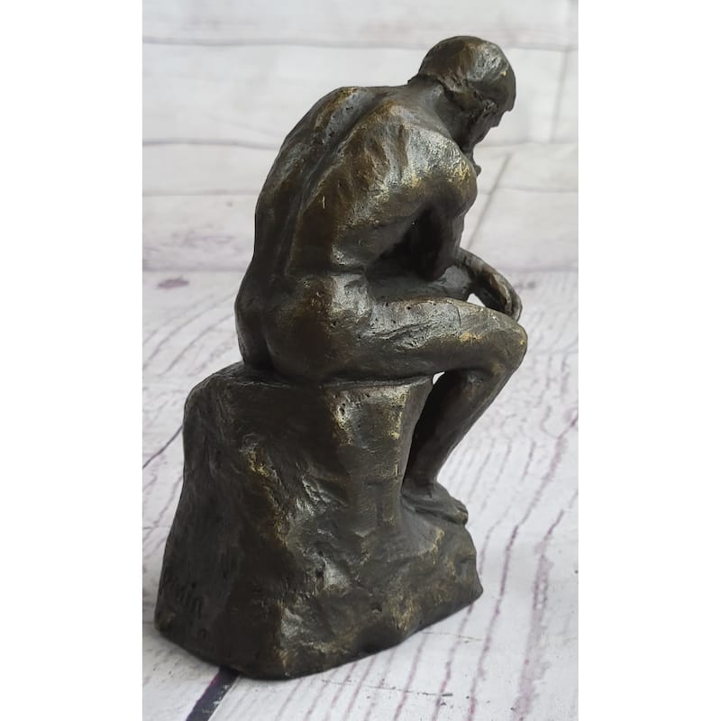Miniature Replica Auguste Rodin Thinker Thinking Man Bronze Sculpture Statue Figure