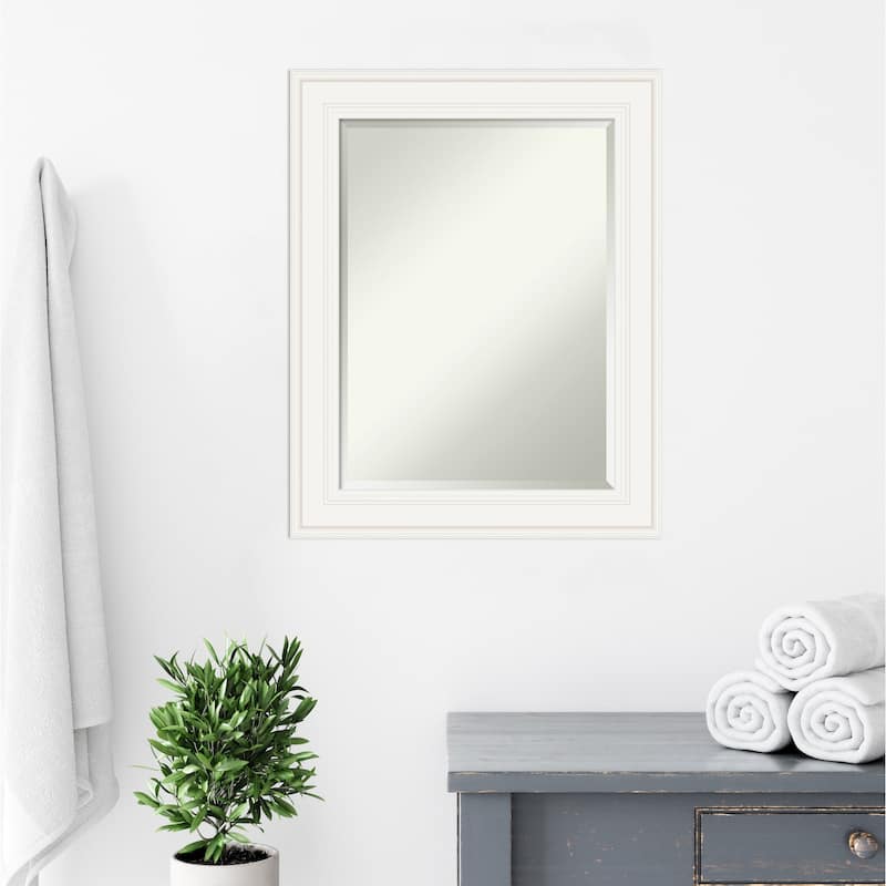 Beveled Bathroom Wall Mirror - Ridge White Frame - Ridge White