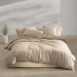 Calvin Klein Washed Percale Solid Cotton Duvet Cover Set