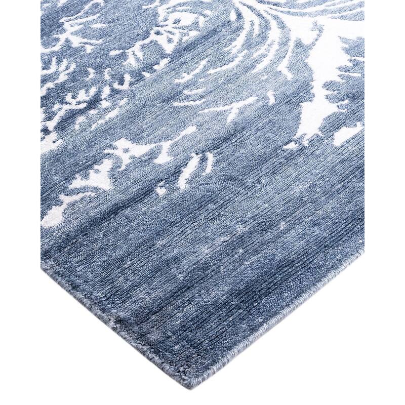 Modern One-of-a-Kind Hand-Knotted Area Rug, Blue - 9' 0" x 12' 1"