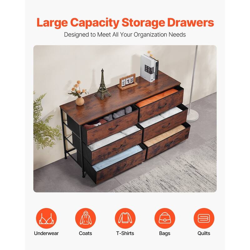 6 Fabric Drawer Closet Dresser TV Stand with Steel Frame Ideal for Any Room