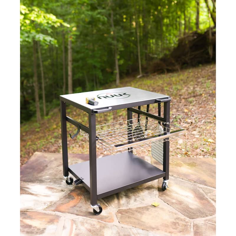 NUUK Deluxe 30" Outdoor Stainless Steel Pizza Oven Table, Grill Cart and Prep Station