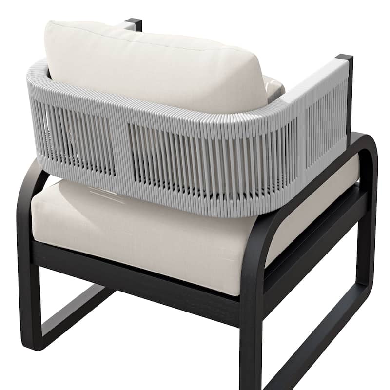 Corvus Rocio Sunbrella Outdoor Acacia Wood Club Chair - Beige / Black