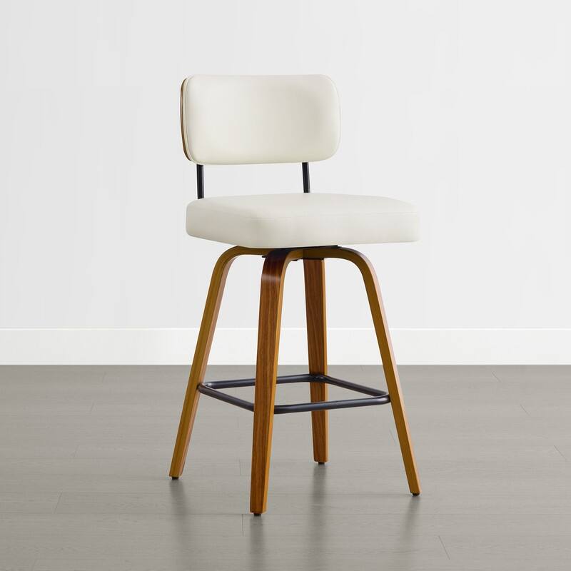 Spruce & Spring 26" Swivel Bar Stool with Bentwood Back or PE Rattan Back