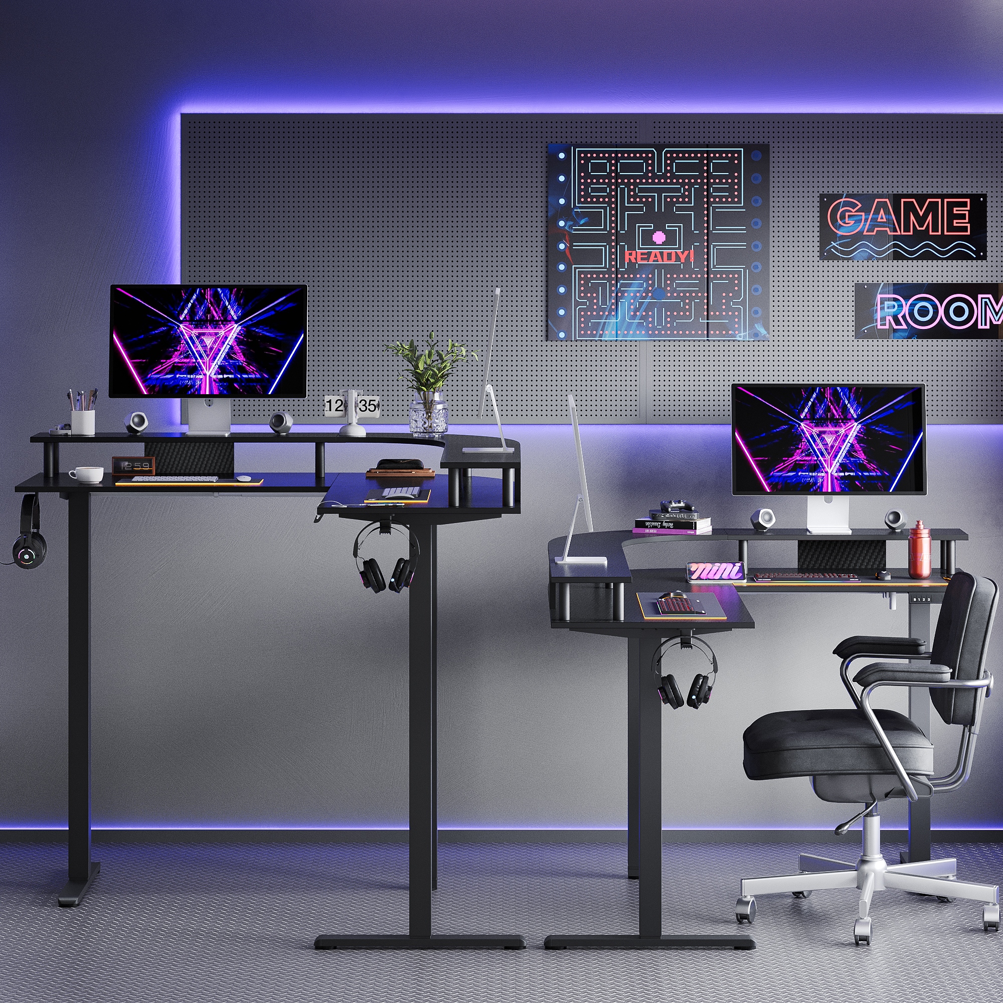 63 L Shaped Standing Desk Gaming Desk with Adjustable Height Ergonomic Monitor Stand Corner Desk On Sale Bed Bath Beyond 40160580