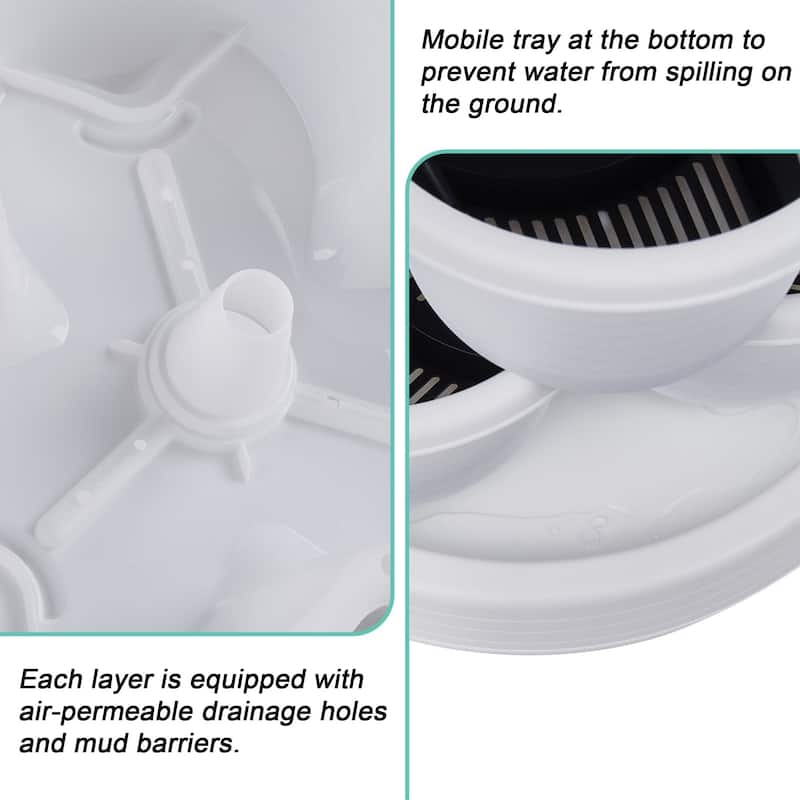 Javlergo 5 Tier Stackable Strawberry Planter White Vertical Garden Planter with Wheels for Indoor and Outdoor Use