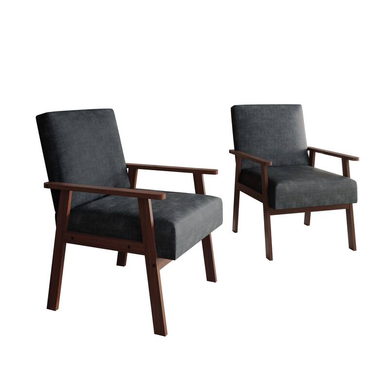 CraftPorch Minimalist 2-Pieces Accent Chairs - Dark Grey