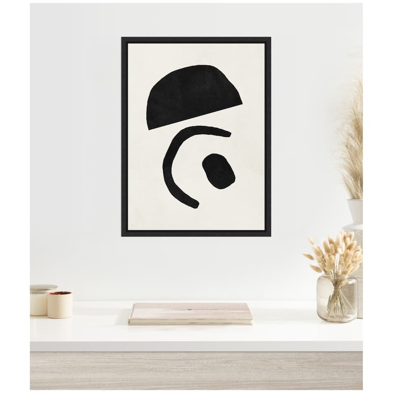 Kate and Laurel Sylvie Black Geometric Abstract 3 Framed Canvas by July Art Prints