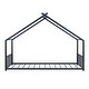 preview thumbnail 8 of 7, Black Twin Size Metal House Bed with Fence & Back
