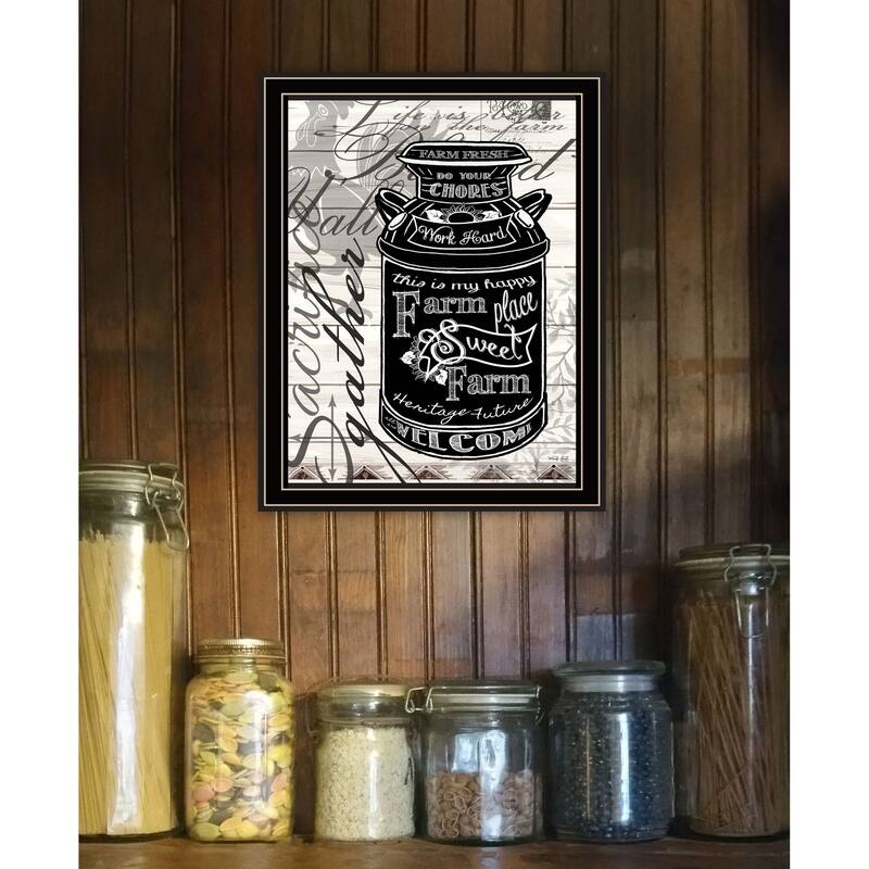 TrendyDecor4U Contemporary "FARM SWEET FARM MILK CAN" Framed Print Wall Art