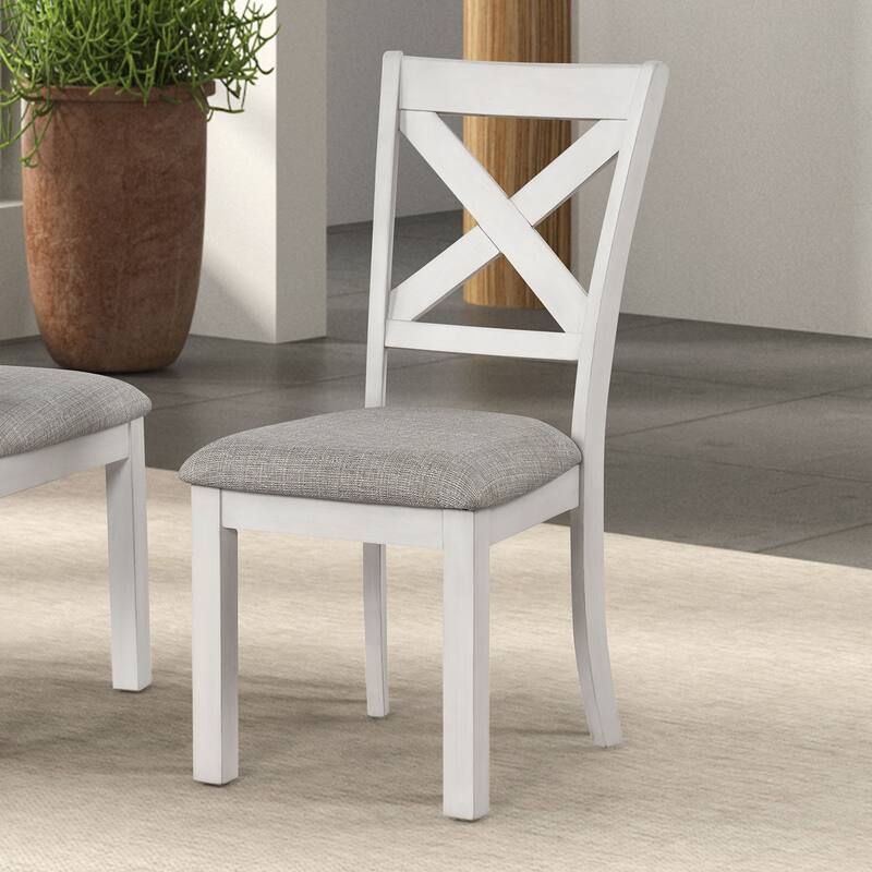 Modern Simple Rustic White Oak 2pc Side Chairs Dining Room Furniture Cross Back Cushion Seat Chair
