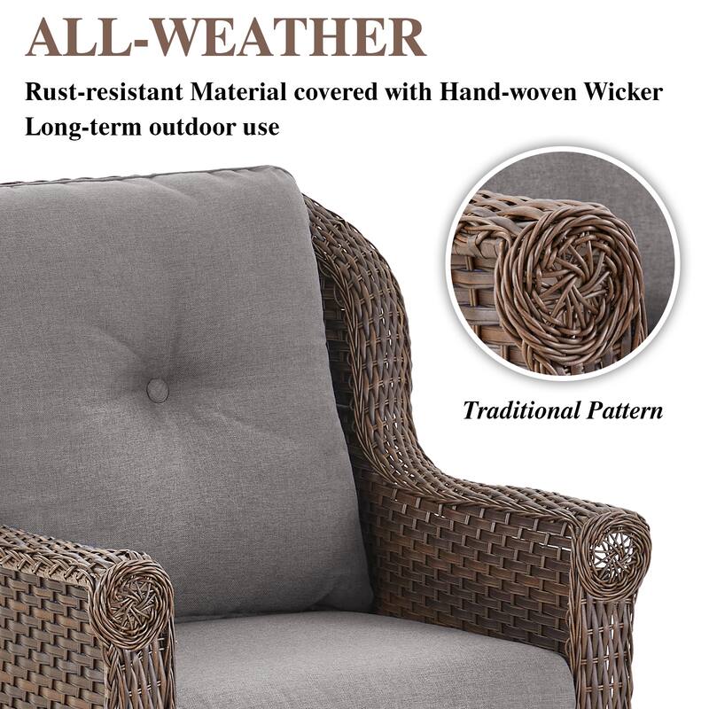 2 Piece Outdoor Swivel Chairs with Cushion